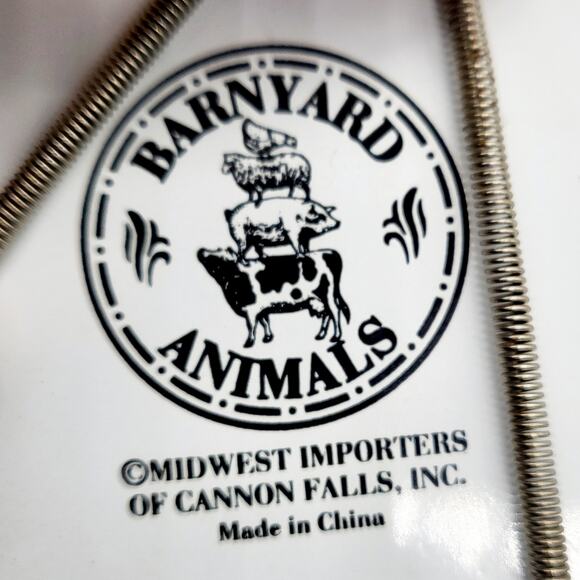 Vtg Midwest Importers Barnyard Animals Enamel Pig Checkered Display Metal Plates - Picture 4 of 11